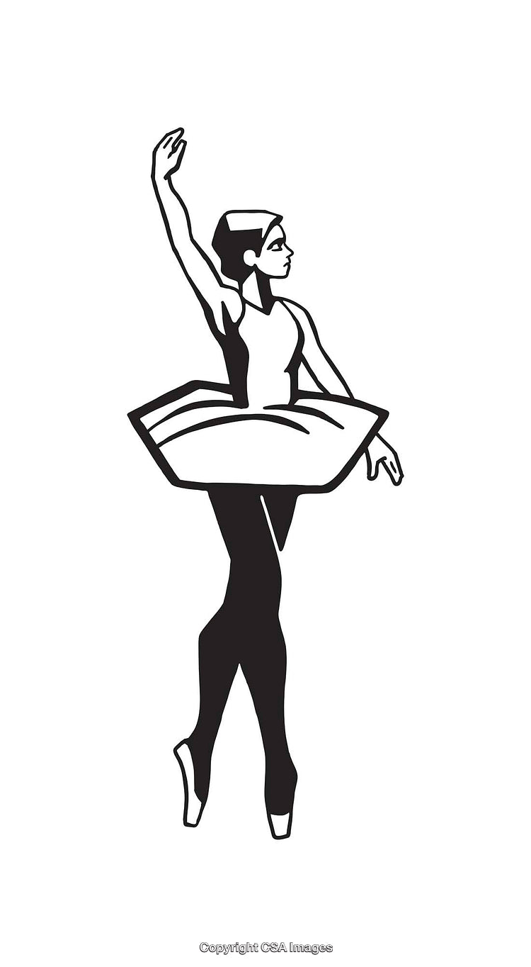 Graceful Black and White Ballet Dancer Silhouette in Elegant Pose
