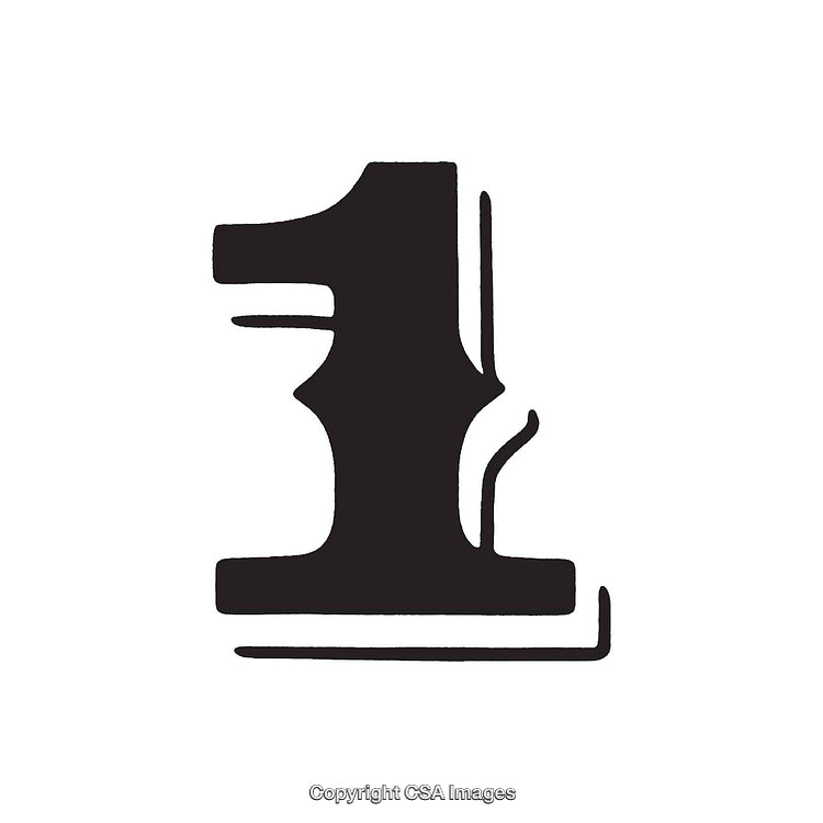 Bold Artistic Symbol of the Number One on White Background