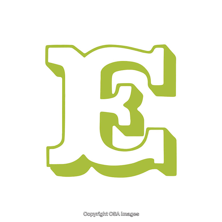 Bold Green Stylized Letter E Design on White Background