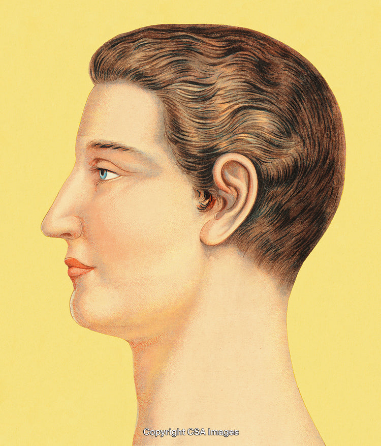 Vintage Profile of Human Face with Yellow Background and Meditative Atmosphere