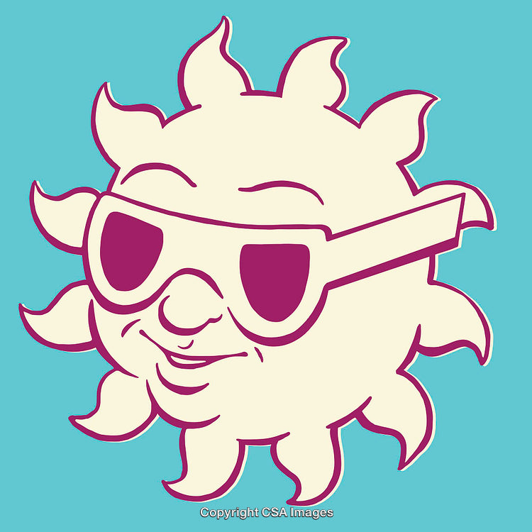 Cool Sunglasses-Wearing Sun Illustration on a Vibrant Turquoise Background