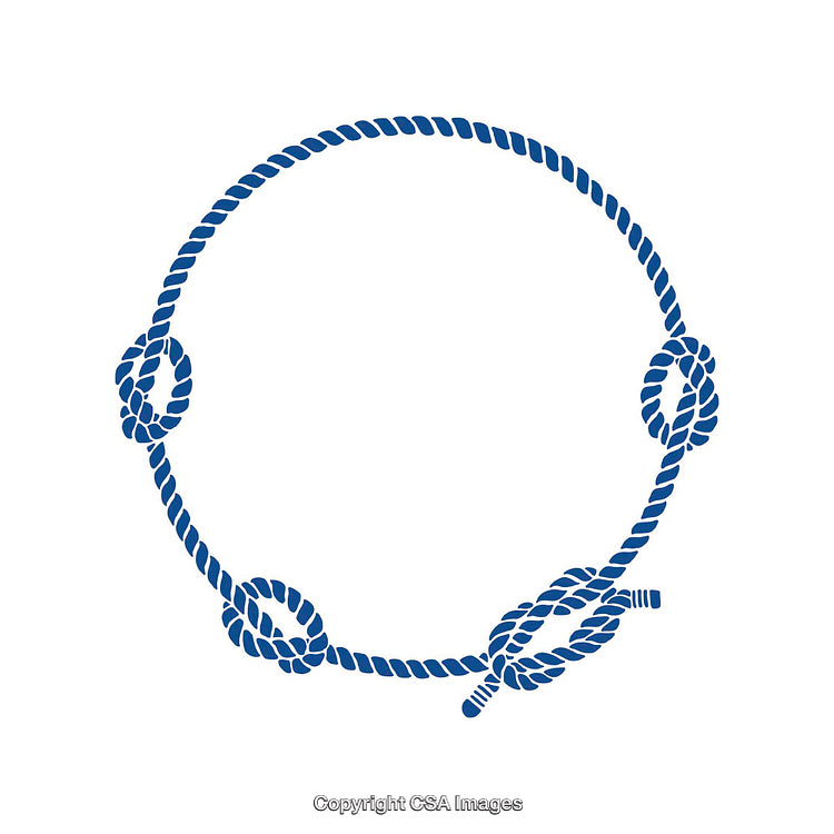Nautical Rope Circular Frame With Seamless Knots Design on White Background
