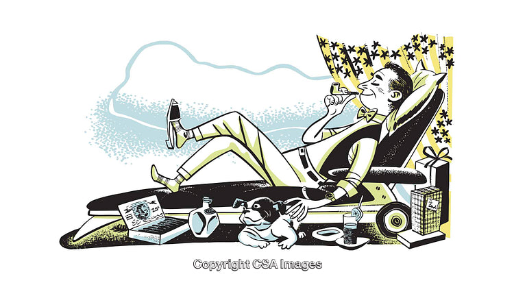 Relaxing Gentleman in Vintage Style With Dog and Daily Essentials
