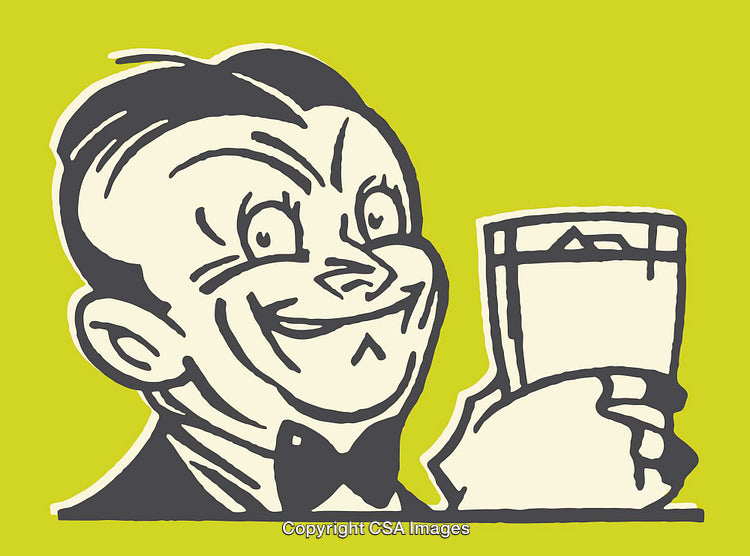 Retro Cartoon Illustration of a Character Holding a Glass