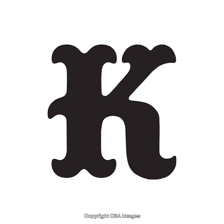 Black Bold Letter K Typography on Plain White Background