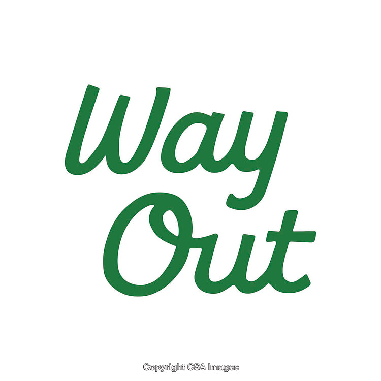 Bold Green Text Displaying the Words 'Way Out' on White Background
