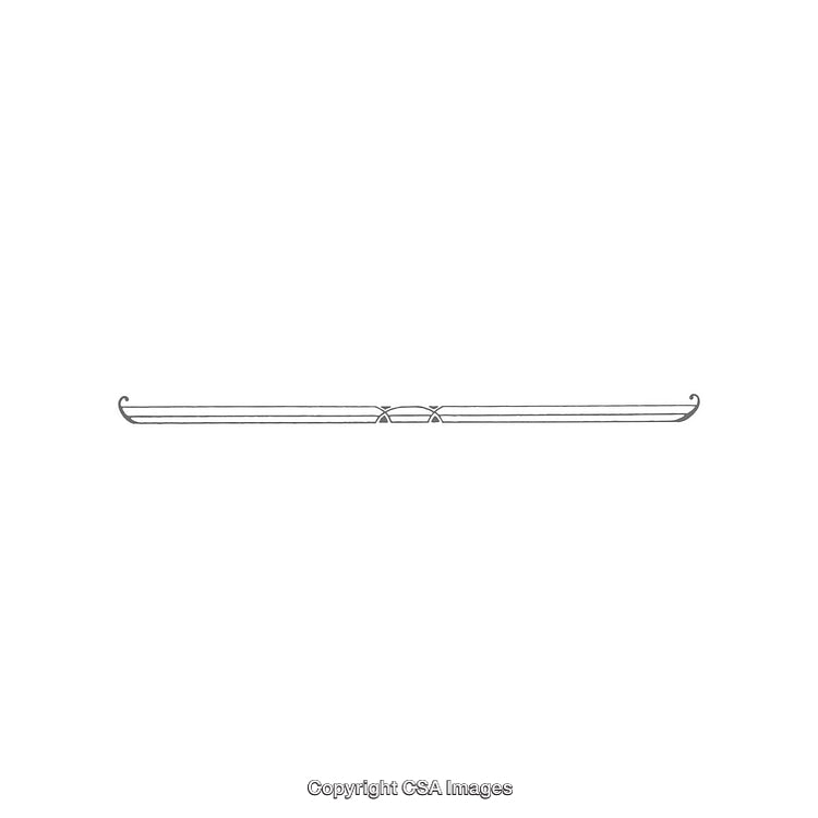 Horizontal Decorative Line Illustration with Symmetrical Swirls and Minimalist Design