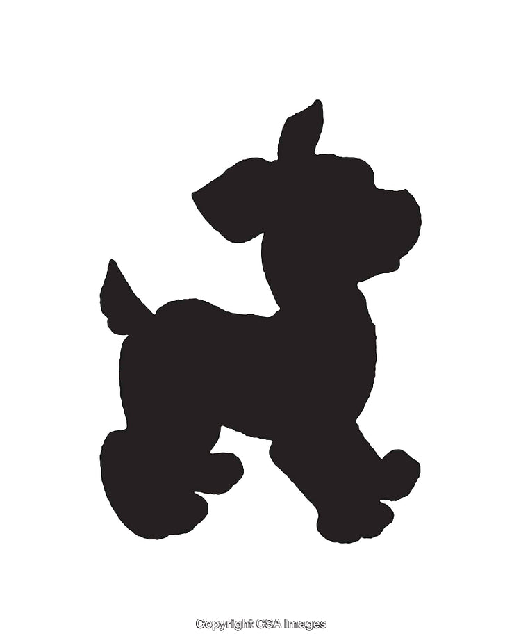 Black Silhouette of a Playful Dog Illustration on White Background