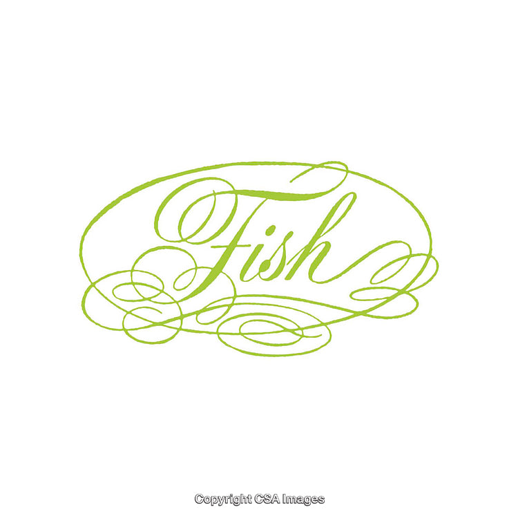 Elegant Green Calligraphy Design Featuring the Word 'Fish'