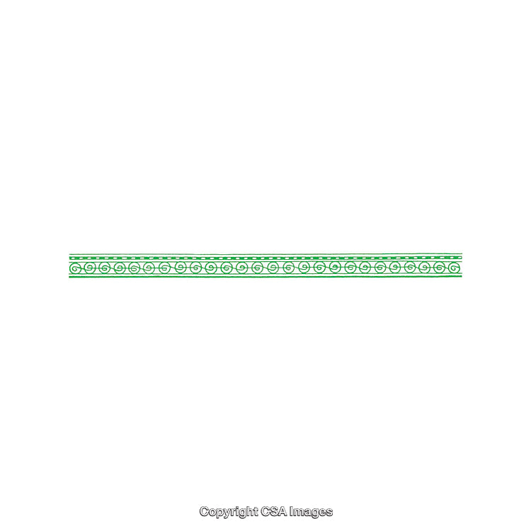 Elegant Green Geometric Border With Artistic Scrolls and Patterns on White Background