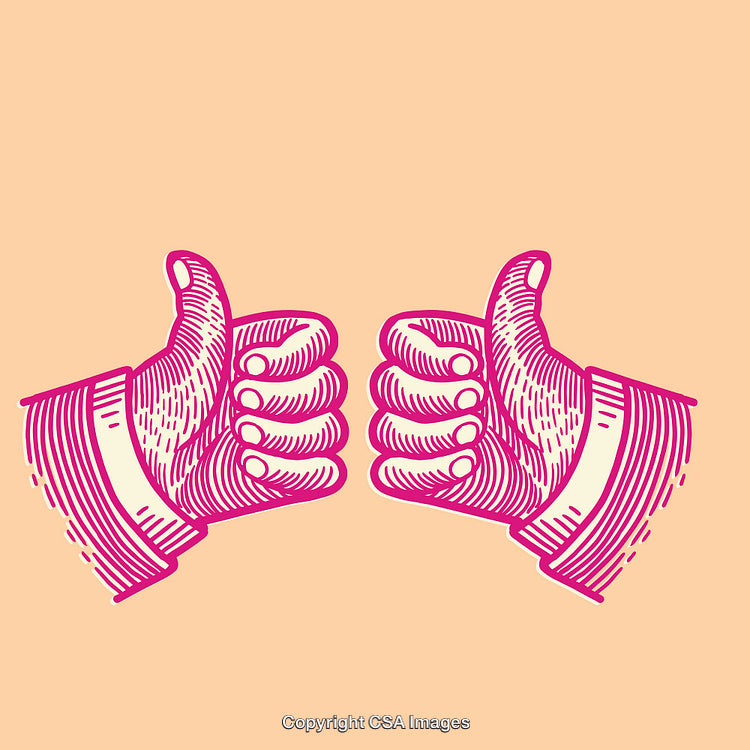 Colorful Line Art of Two Thumbs Up on Simple Background