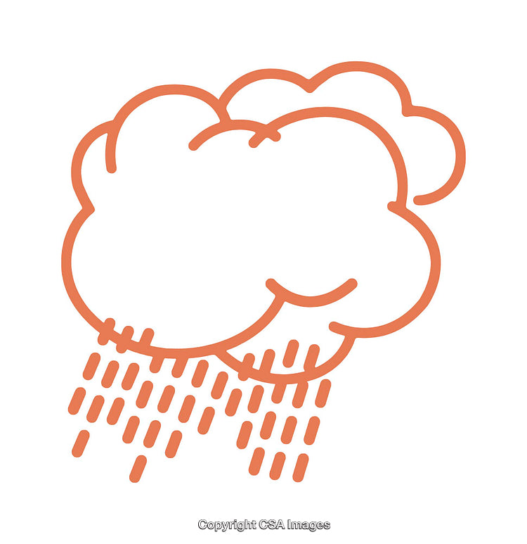 Minimalistic Orange Cloud Icon Representing Rainy Weather in Simple Design