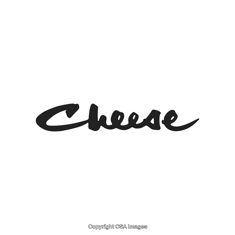 Elegant Script Text of the Word 'Cheese' in Minimalistic Black Style