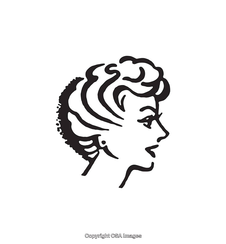 Profile of a Woman in Black and White Line Art Style