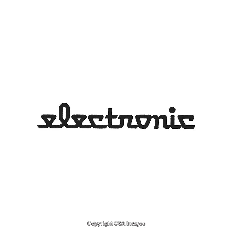 Modern Minimalistic Black "Electronic" Typography Artwork on White Background