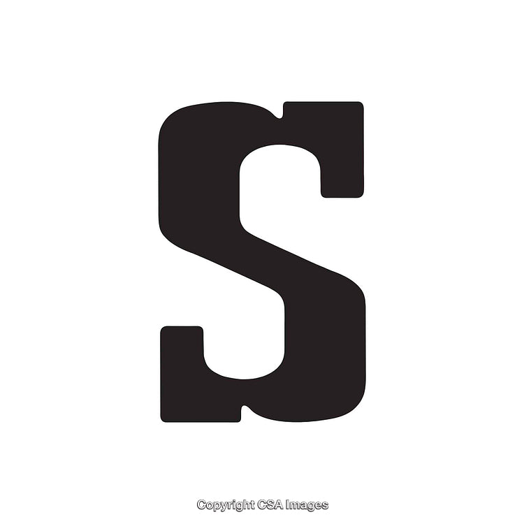 Bold Black Letter S on a Solid White Background