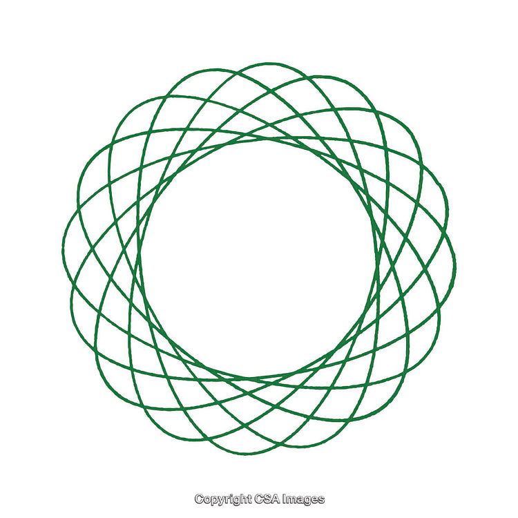 Geometric Green Spirograph Design on a White Background