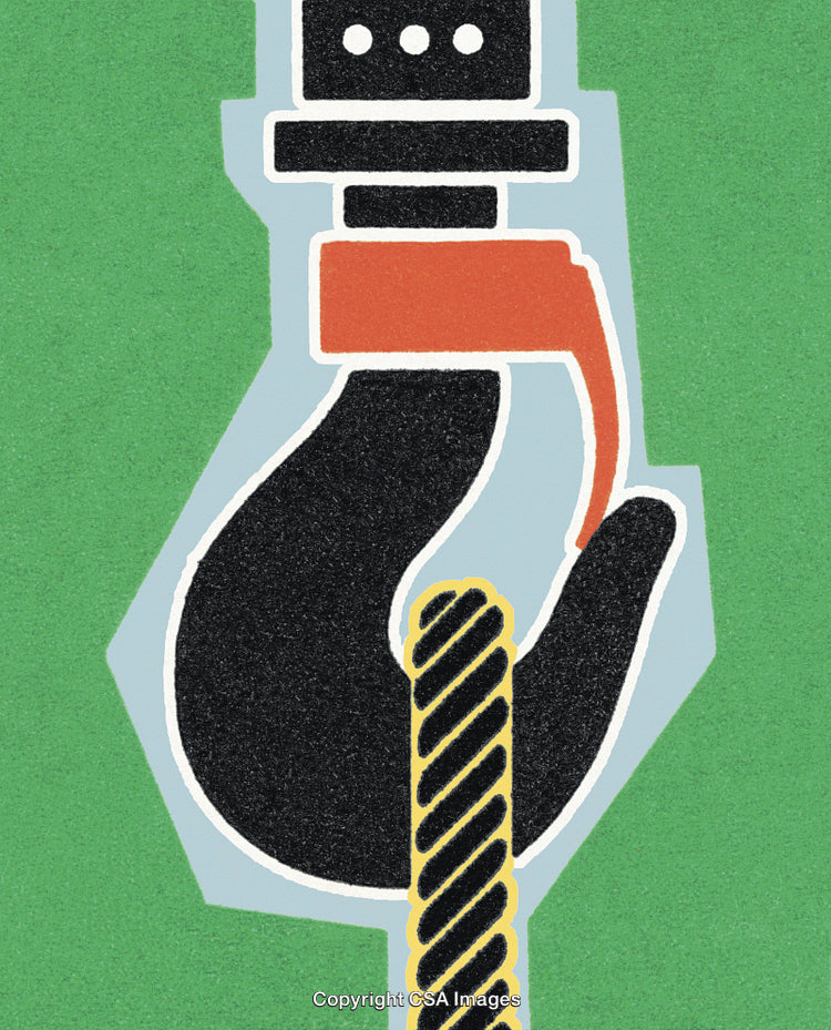 Industrial Hook and Rope Illustration on Green Background