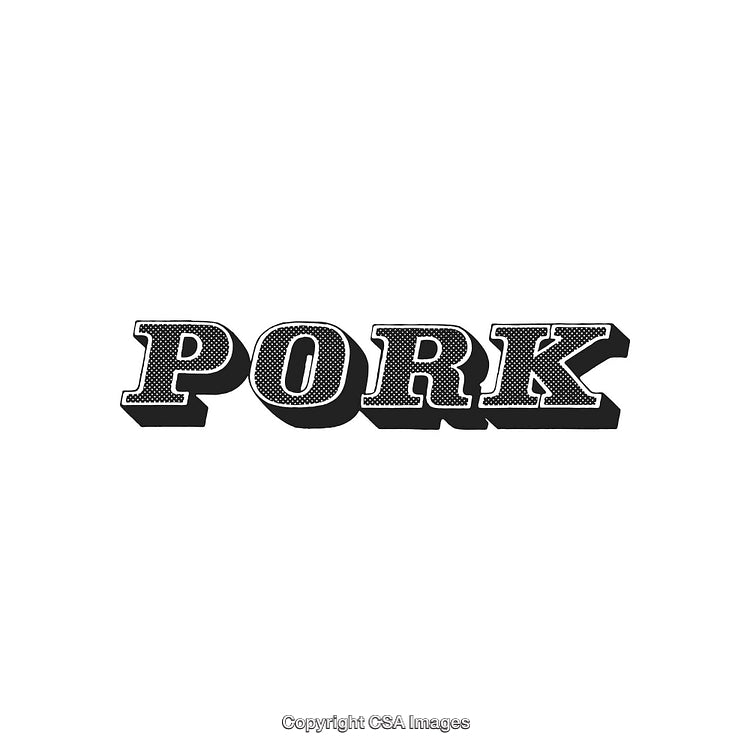 Retro Style Typography Illustrating the Word Pork in Bold Letters