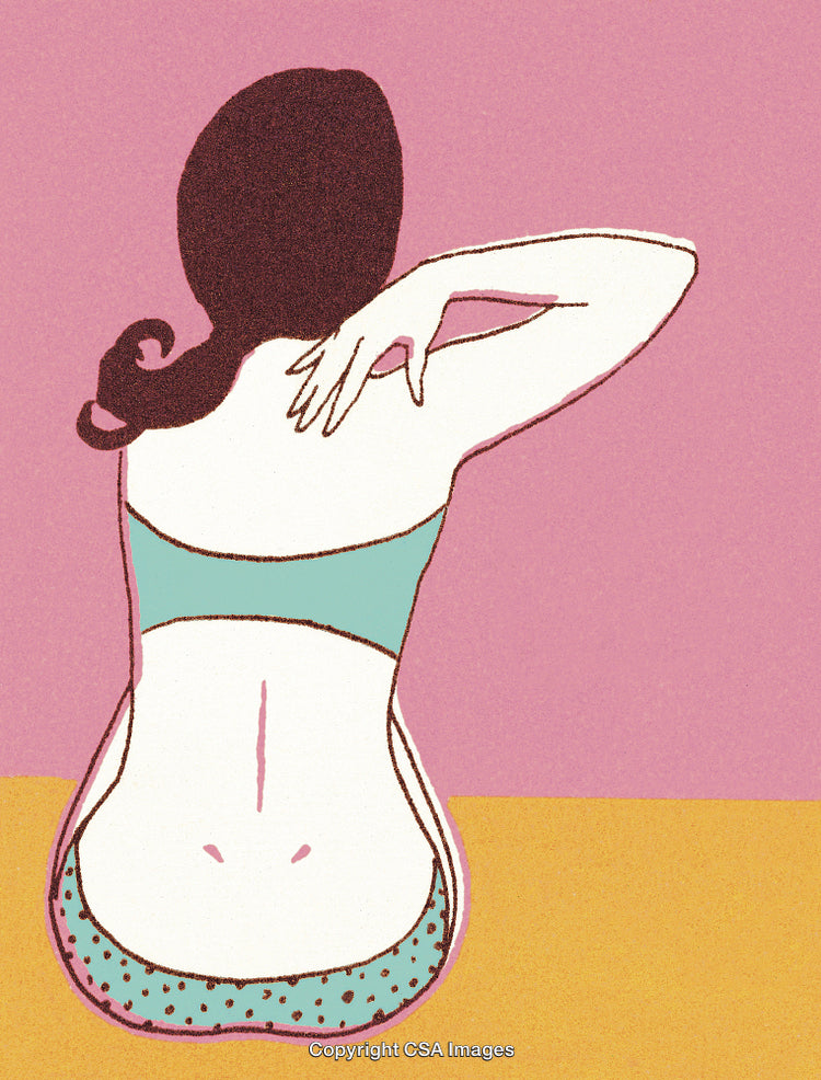 Woman Relaxing and Stretching Her Back in a Stylized Art Style