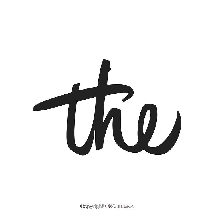 Stylish Script Word 'the' in Black on White Background