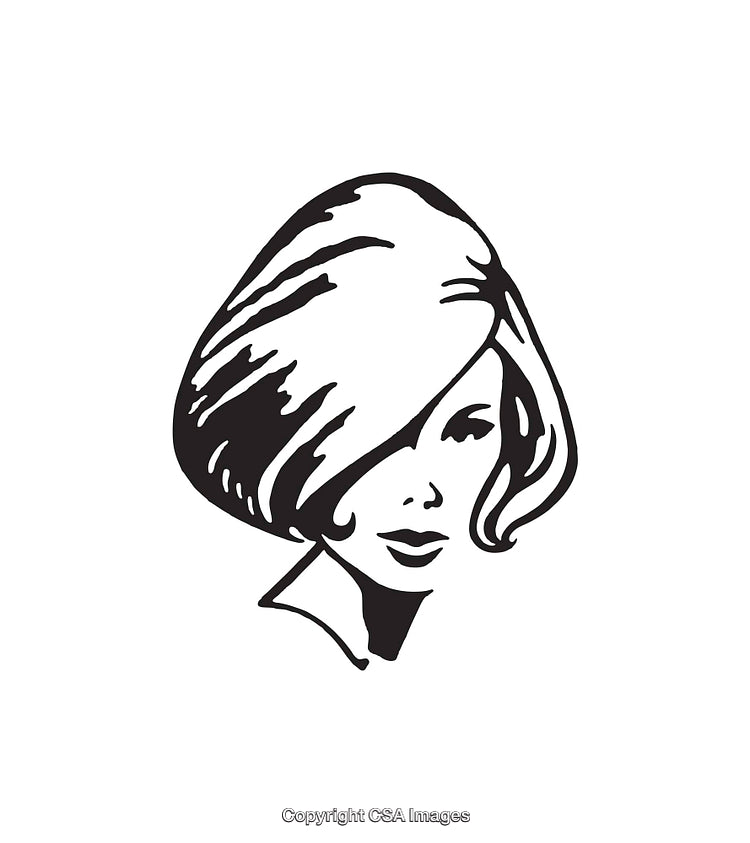 Black and White Line Art Illustration of a Woman's Portrait
