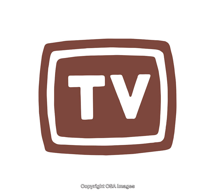 Simple Cartoon TV Icon in Brown and White Design