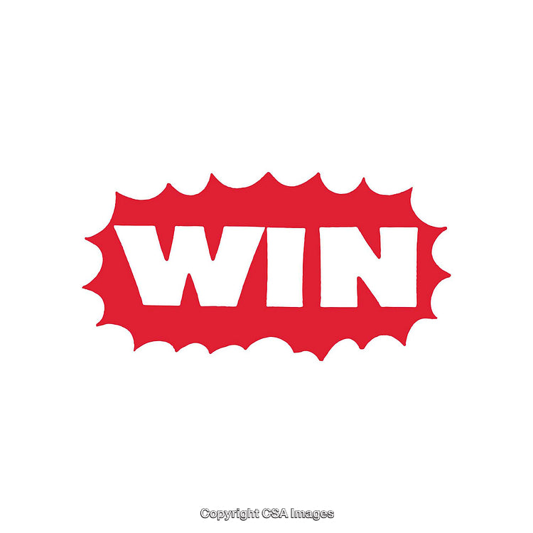 Bold Red Text Featuring the Word 'Win' on White Background