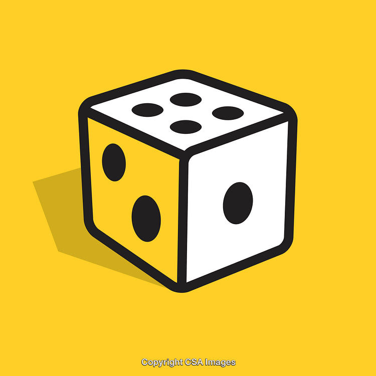 Yellow and White Dice Illustration With Minimalist Design