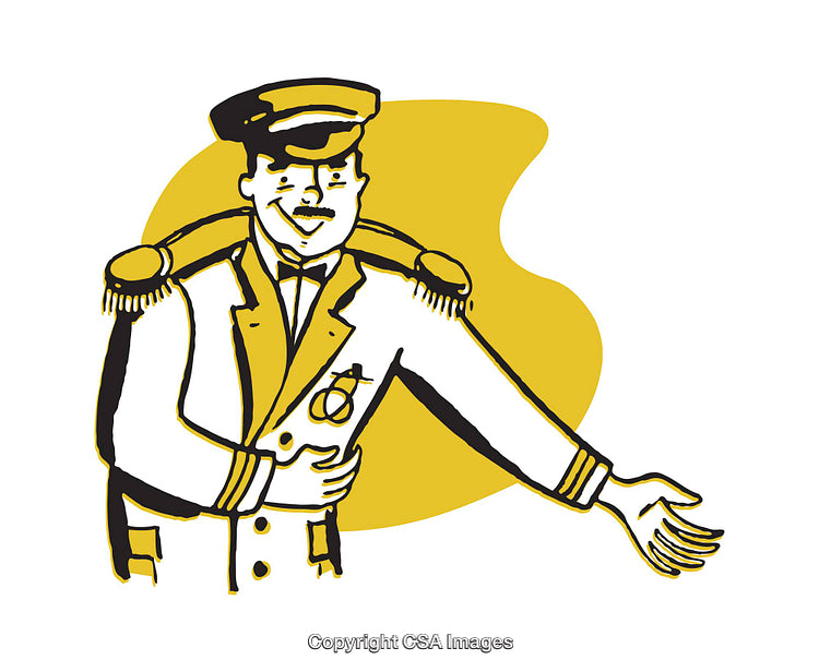 Cheerful Military Officer Gesturing in a Stylish Illustrated Composition