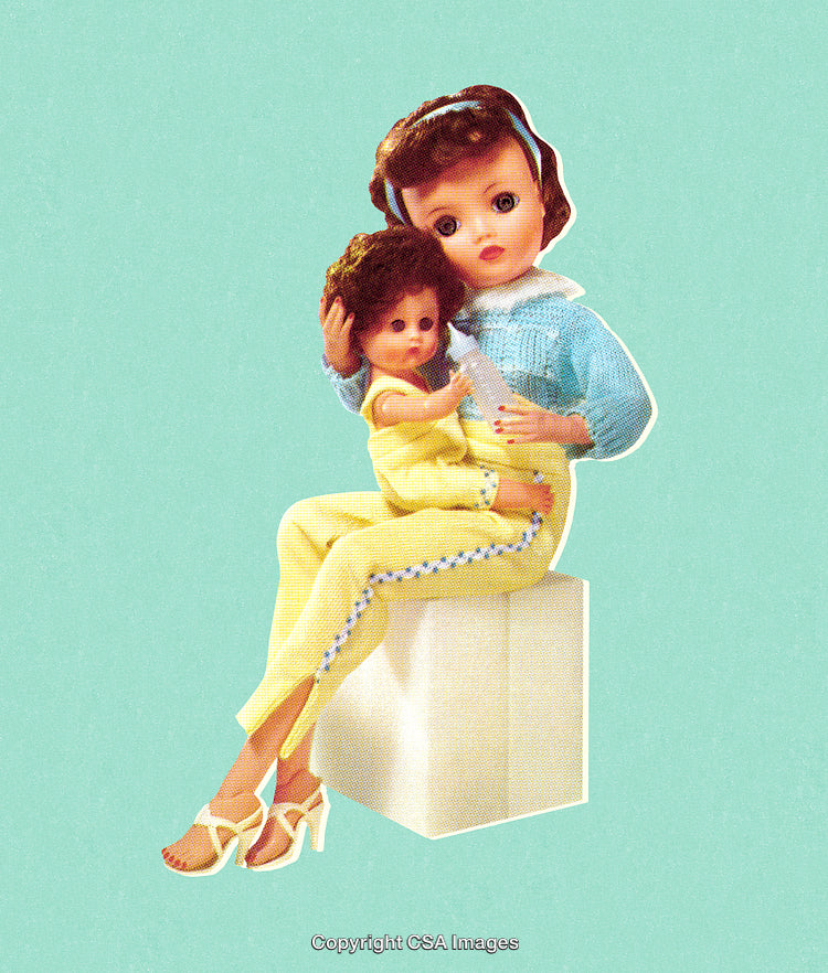 Vintage Dolls Displaying Nostalgic Style on a Minimal Background