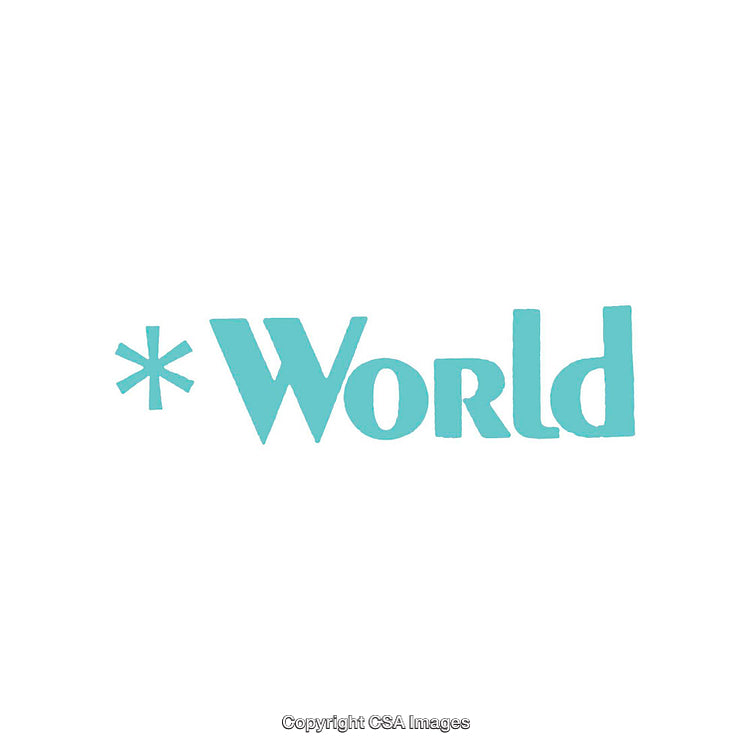 Minimalistic Illustration of the Word World in Blue Text