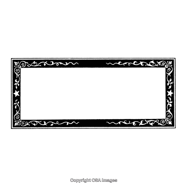 Ornate Decorative Black and White Rectangular Frame Border Design