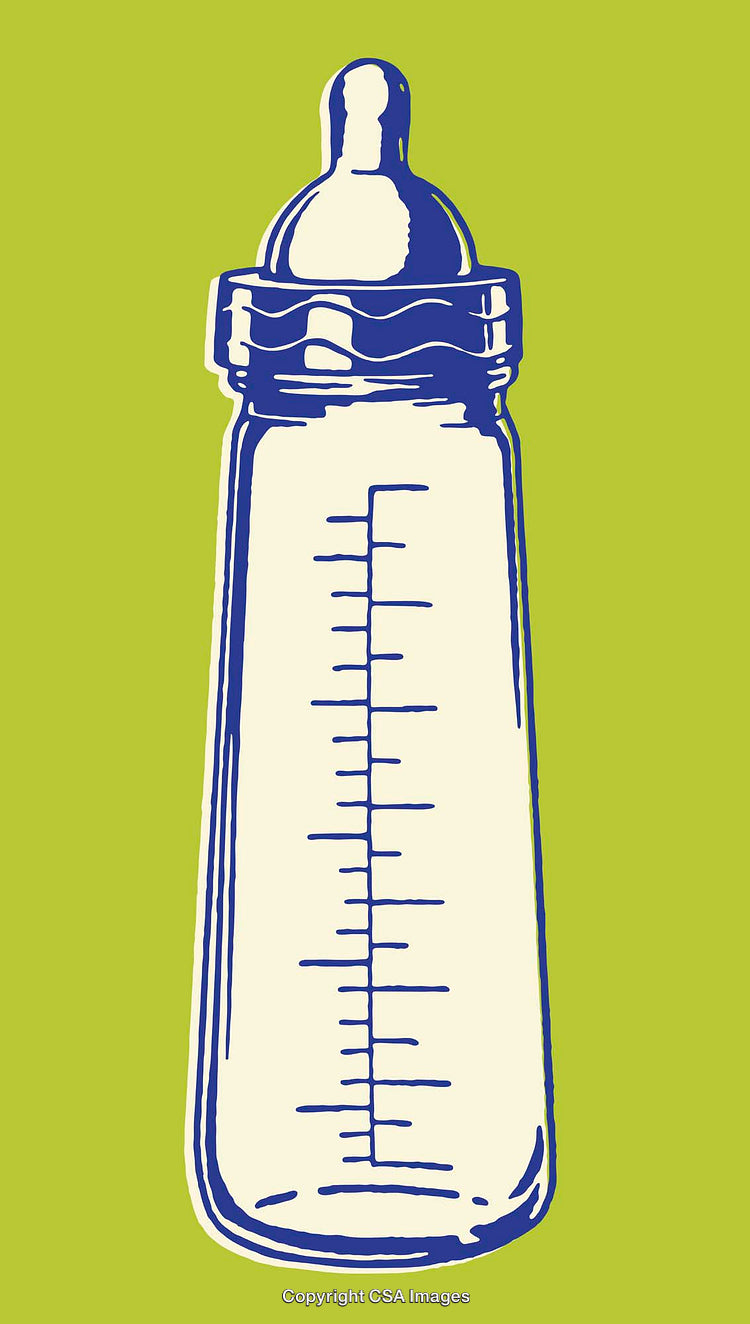 Colorful Illustration of a Baby Bottle with Measurement Scale