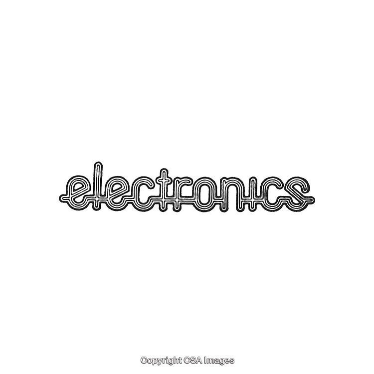 Electronics Themed Text Design in a Black and White Minimalist Style