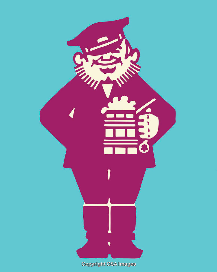 Playful Line Art of a Bearded Man Holding a Beer Mug