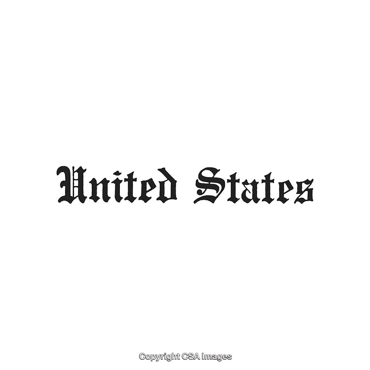 United States Text in Old English Blackletter Font on White Background