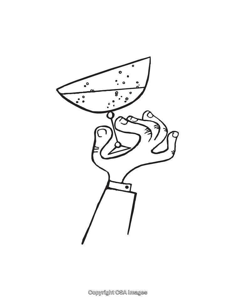 Illustrated Hand Holding a Champagne Glass in Black and White Style