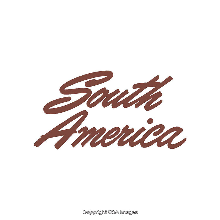 Stylized South America Text in Bold Serif Font on White Background