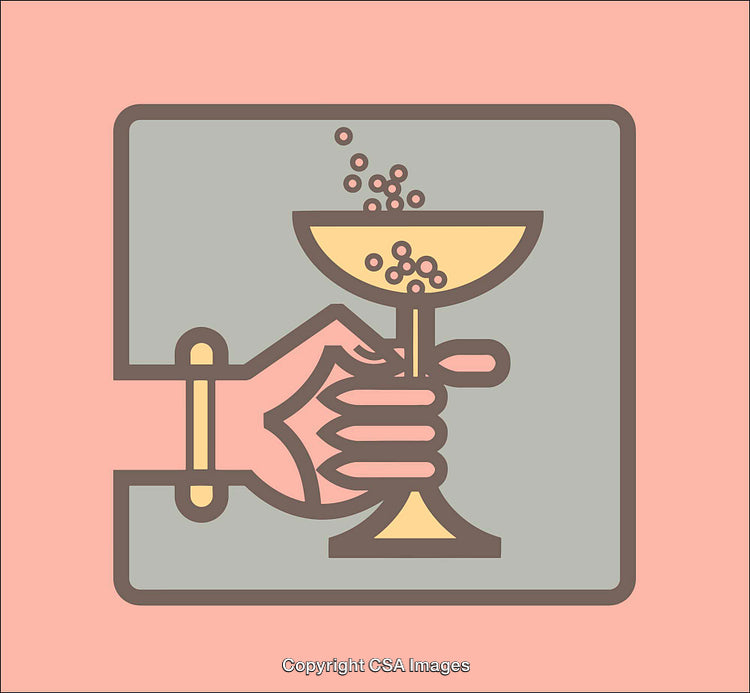 Hand Holding a Sparkling Drink in an Artful Graphic Style