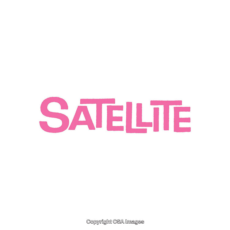 Pink 'Satellite' Text Over a Minimalistic White Background
