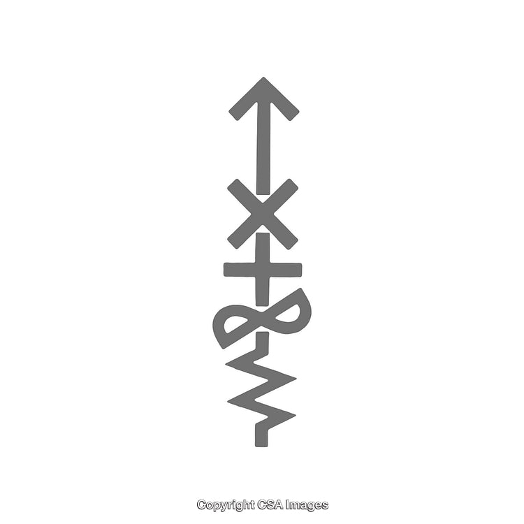 Arrow and Symbol Combination in Gray with Abstract Geometric Design