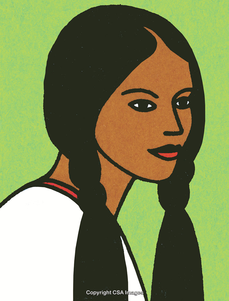 Portrait of a Woman with Braided Hairstyle on Green Background