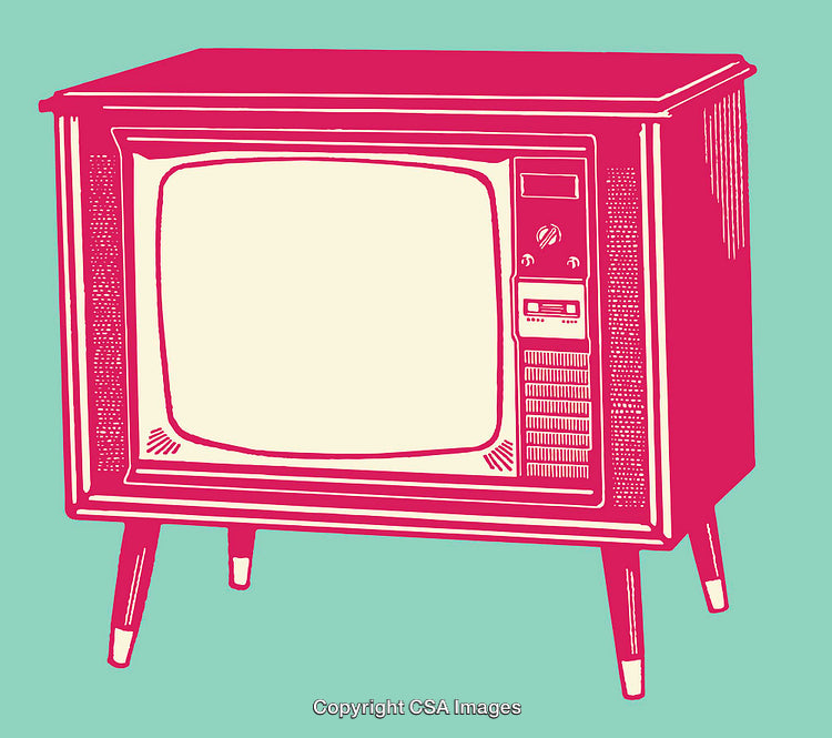 Retro Television Set in Colorful Vintage Pop Art Style Illustration