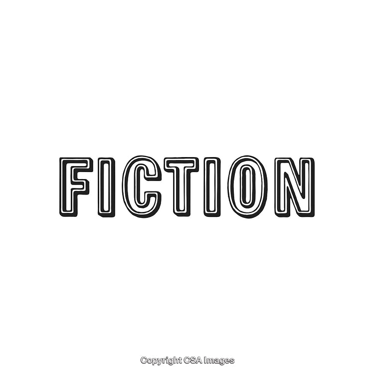 Simple Black and White Text Design Depicting the Word Fiction