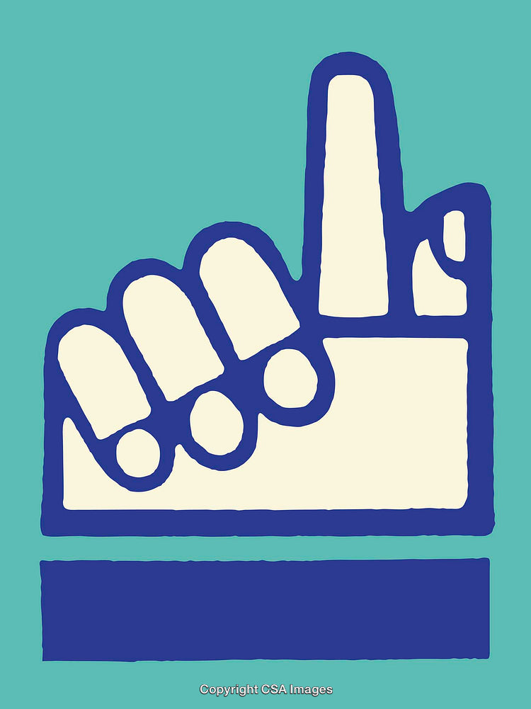 Colorful Line Art Illustration of a Hand Pointing Upwards