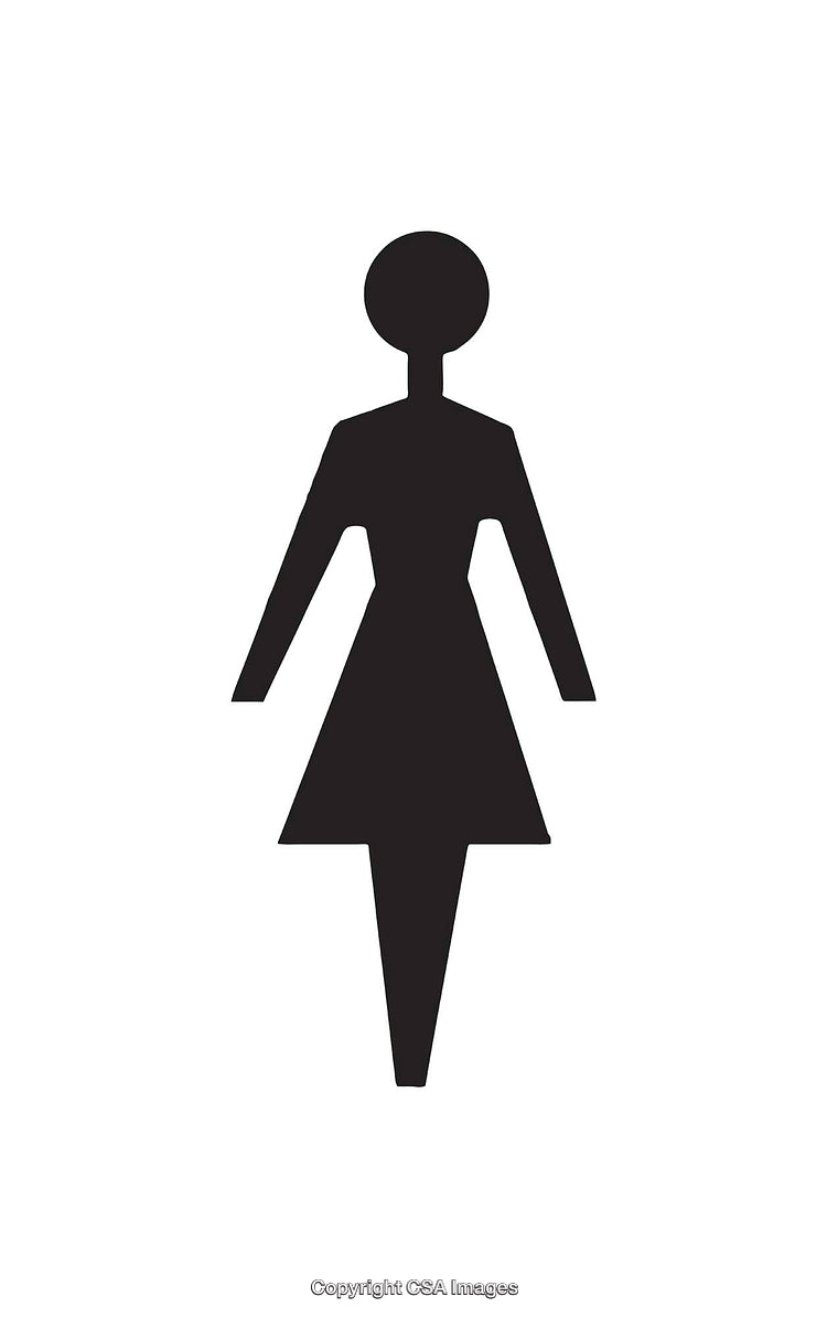 Minimalist Black and White Female Restroom Icon Sign