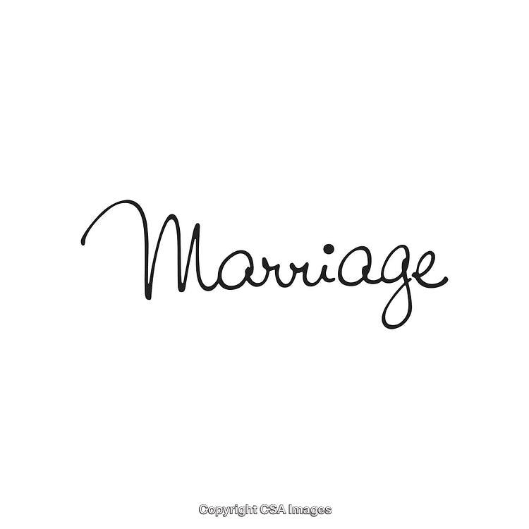 Elegant Script Text Depicting the Word Marriage on White Background