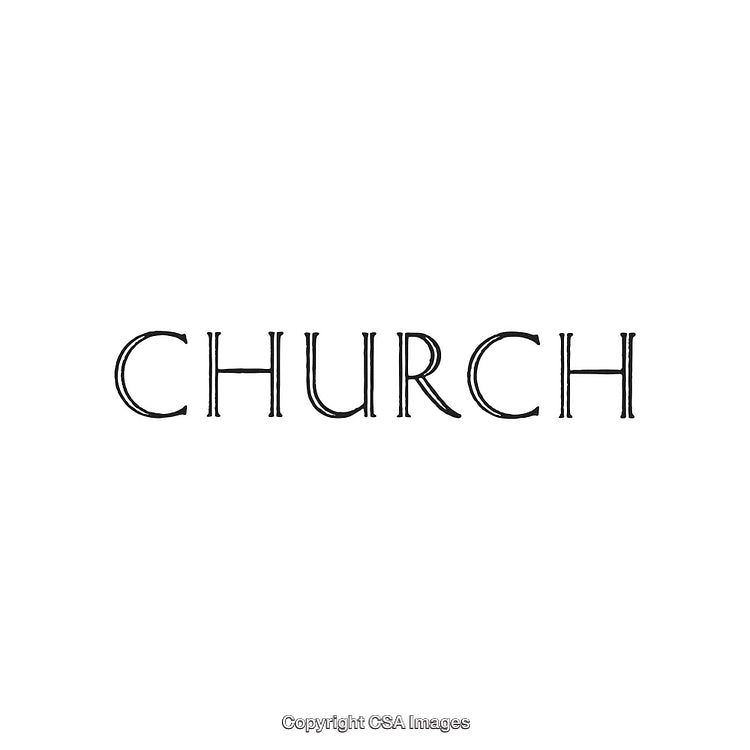 Elegant Typography of the Word Church in Stylized Black Font on White