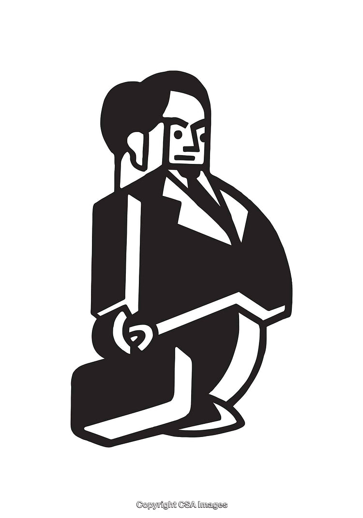 Abstract Black And White Line Art Depicting A Businessperson Figure